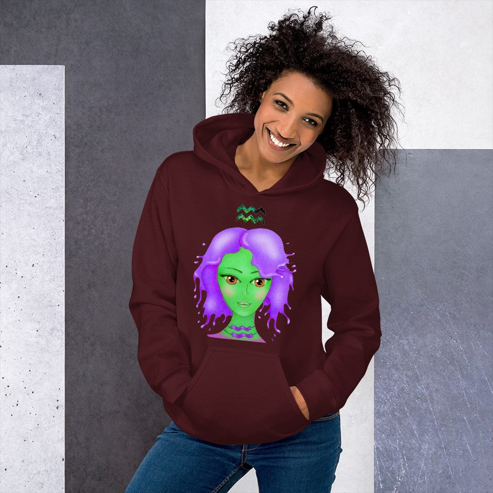 Athletic Casualwear Hoodie for Women- Aquarius Sun Sign. WickedYo.